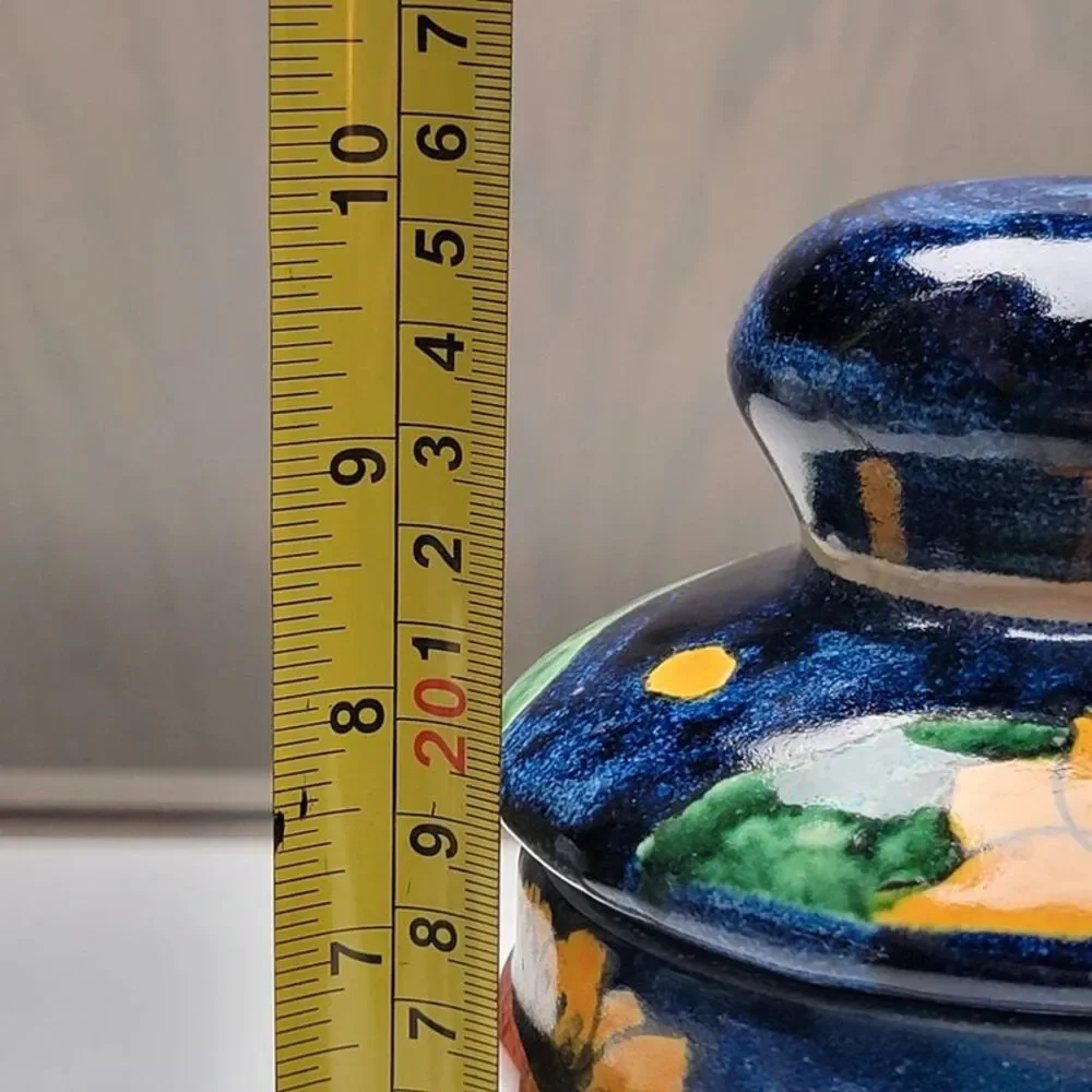 Vintage Tuscan Majolica Style Sunflower Ceramic Canister Lidded Cookie Jar